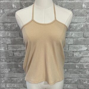 Le Lis Beige Ribbed Tank Top